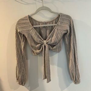 striped, tie crop top